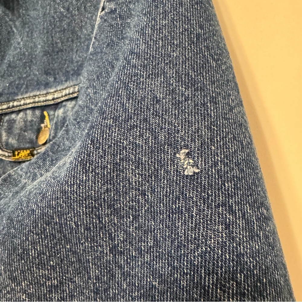 Vintage Lee Storm Rider Denim Jacket with Tan Corduroy Collar and Blanket Lined - Picture 5 of 16